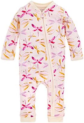 Burt's Bees Baby baby girls Romper Jumpsuit, 100% Organic Cotton One-piece Coverall and Toddler Footie, Dragon Fly Zip, 0-3 Months US