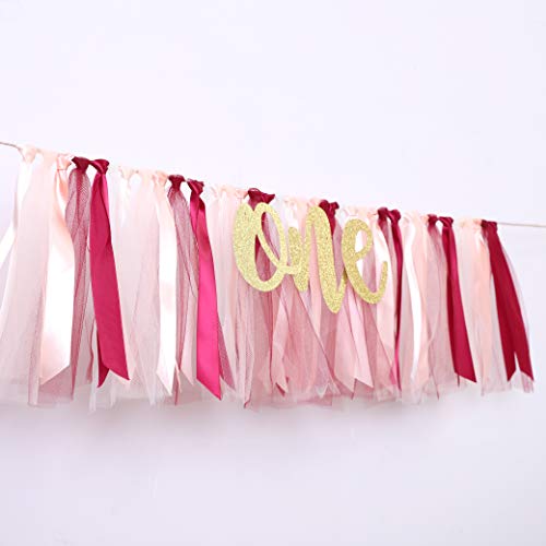 Tutu One 1st Birthday Banner - Highchair Decoration, Cake Smash Photo Prop, Tulle Garland (Peach) by WAOUH - Image 4