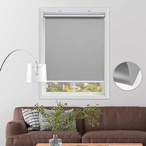 Blackout Shades Roller Shade Window Blinds, Black Out 99% Light & UV, Thermal, Cordless and Easy to Pull Down & Up, Gray, 36