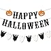 Glitter Happy Halloween Banner Black and White Ghost Garland Happy Halloween Garland With Pumpkin Halloween Garland for Mantle Happy Halloween Fireplace Banner For Halloween Party Decorations