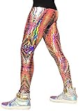 Revolver Fashion / Funstigators Festival Clothing: Men's Holographic Disco Meggings - Made in USA (Dazzle Orange, Large)