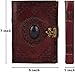Rustic Town Leather Bound Notebook Journal with Semi Precious Stone - Handmade Vintage Leather Travel Diary for Women Men - Book of Shadow, Unlined Writing Gift