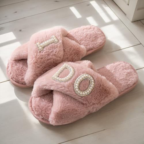 MOM Slippers for Women, Fuzzy Cross Slippers Open Toe House Shoes Gift for Women Mothers Day Plush Furry Warm Cozy3
