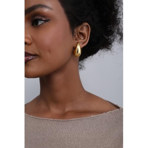 Teardrop Earrings for Women Chunky 24K Gold Plated Waterdrop Earrings Trendy Valentine's Day Jewelry for Women by Lcherry - Image 4