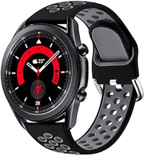 JUVEL Compatible with Samsung Galaxy Watch 3 45mm Strap/Samsung Galaxy Watch 46mm Strap, Dual Colour 22mm Silicone Breathable Sport Replacement Straps for Huawei Watch GT 3 46mm, Large BlackGrey