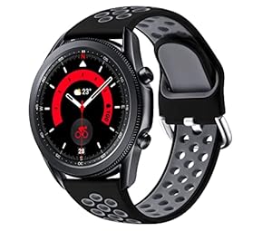 JUVEL Compatible with Samsung Galaxy Watch 3 45mm & 46mm Strap, Dual Colour 22mm Silicone Breathable Sport Replacement Straps for Huawei Watch GT 3 46mm, Large BlackGrey