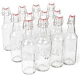 16 oz. Clear Glass Grolsch Beer Bottles, Pint Size – Airtight Seal with Swing Top/Flip Top...