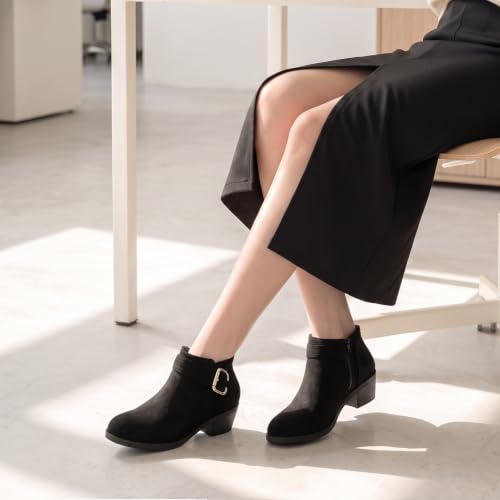 Image of Athlefit Women's Chunky Low Heel Short Ankle Boots