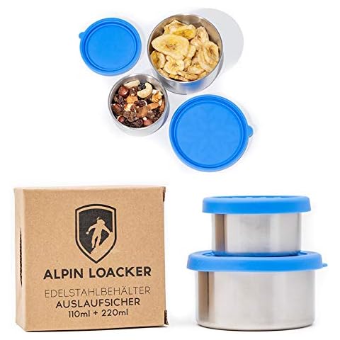 Alpin Loacker kleine Dosen Edelstahl Behälter mit Deckel für Kinder und Erwachsene I Lunchbox Mini Dosen plastikfrei & auslaufsicher I kleine Eco Salatdressing Behälter Cover