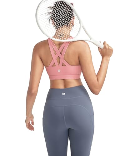 Image of RUNNING GIRL Sports Bras for Women,Padded Strappy Sports Bras Criss-Cross Back Medium Support Sports Bras with Removable Cups