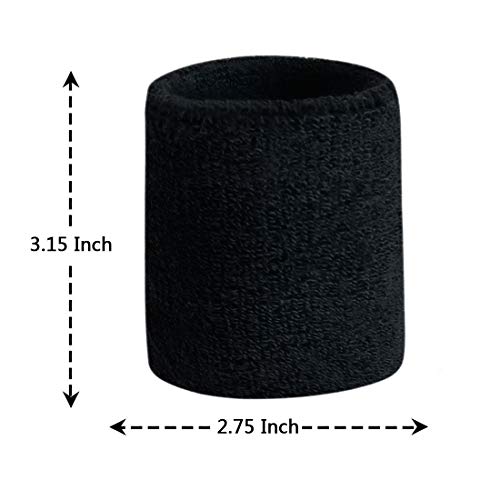 Men & Women Wristbands Terry Cloth Moisture Wicking For Sports,Tennis,Gym,Work Out (Black,White,Gray-3 Pack) #TOP6