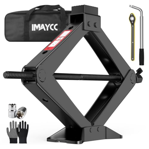 Scissor Jack 3 Ton Universal, Portable Car Lift Jack 3 Ton with Lug Wrench, Heavy Duty Tire Changing Kit, Emergency Car Jack Kit for Car SUV ATV
