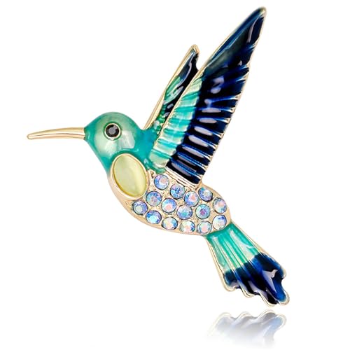 Image of coadipress Colorful Birds Brooch Pins Crystal Rhinestone Branch Bird Brooch Cute Enamel Animal Magpie Hummingbird Pin Fashion Jewelry Accessories Gifts
