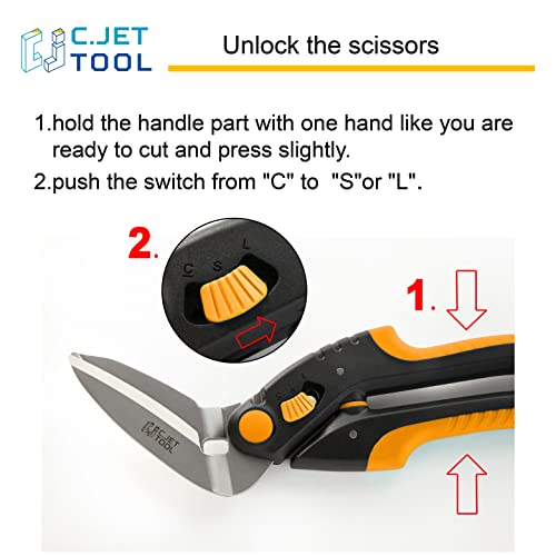 C.JET TOOL 10" Heavy Duty Scissors - Carpet Cutter, Industrial Multipurpose Tool for Cardboard, Leather, Pruning, Gardening - Professional Soft Grip Stainless Steel (Orange) by C.JET TOOL - Image 2