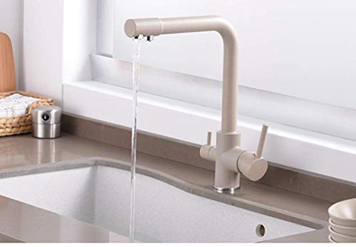 DRFGNF Grifos de Cocina Grifo de Cocina Grifo de Agua filtrada Grifo de latón Grifo Doble Rociador de Agua Potable Grifo Mezclador para Fregadero de 3 vías con Filtro, Negro