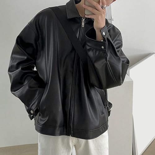 Manteau de moto décontracté avec col allongé et fermeture éclair