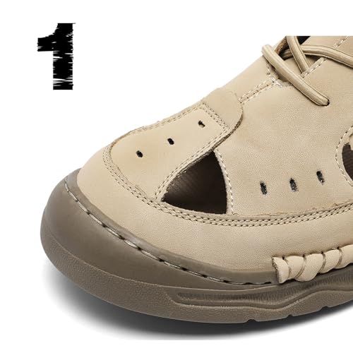 Men's Leather Cutout Soft Bottom Fisherman Sandals Comfort Round Toe Lightweight Breathable Slip On Sandals Outdoor Non Slip Summer Shoes3