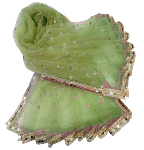 Image of Navti Creations Women's Lightweight Net Dupatta With Sequence Embroidery & Kiran Border (Length 2.25m)