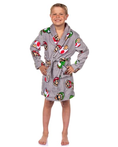 Nintendo Boys' Super Mario Yoshi and Super Mushroom Kids Plush Fleece Robe Pajama Lounge Bathrobe (8) - image 4