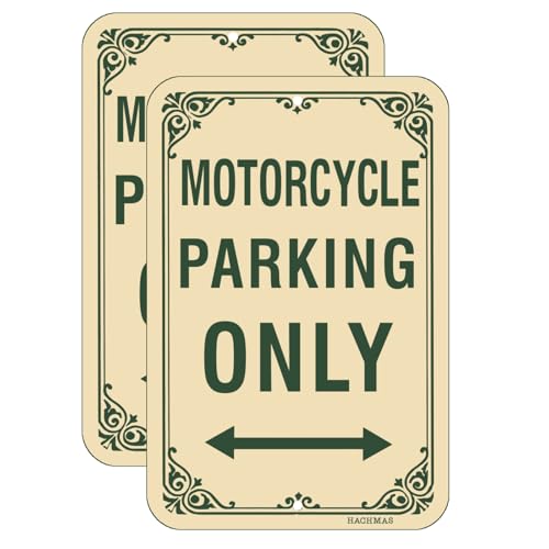 2 Pack Motorcycle Parking Only Signs – 12"x18" Beige