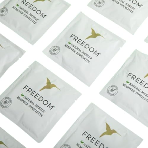 Freedom Makeup Remover Wipes Individually Wrapped - Unscented & Sustainable Face Cleaning Wipes for Sensitive Skin Made with All Natural Ingredients & Essential Oils (1 Pack (15 Count))
