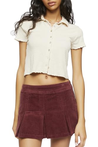 Forever 21 Women's Pleated Corduroy Mini Skirt
