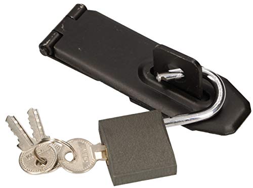 Image of KOTARBAU Hasp with Padlock Various Sizes Hasp Hinge Throw Armoured Bolt Door Lock Security Hasp Powder Coated Hasp (95 mm)