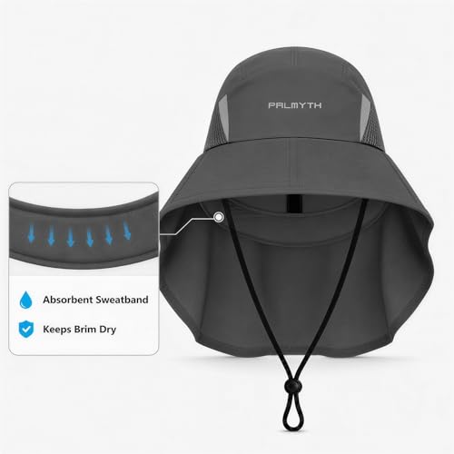 Image of Palmyth Fishing Hat Wide Brim Sun Hat with Neck Flap & Sunglasses Storage