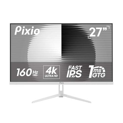 Image of Pixio Two PX27U Wave White 27 inch 160Hz Refresh Rate 4K 3840x2160p Resolution Fast IPS Panel 1ms GTG Response Time 4K Gaming Monitor and PS1D Wave White Dual Monitor Arm