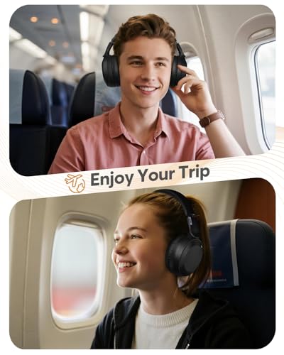 acer Wireless Bluetooth Headphones, 70 Hours Playtime, Foldable Over-Ear Headphones with 40mm Drivers, Memory Foam Earpads, Multipoint Bluetooth 6.0 for Travel, Home, Office, Black - Image 7