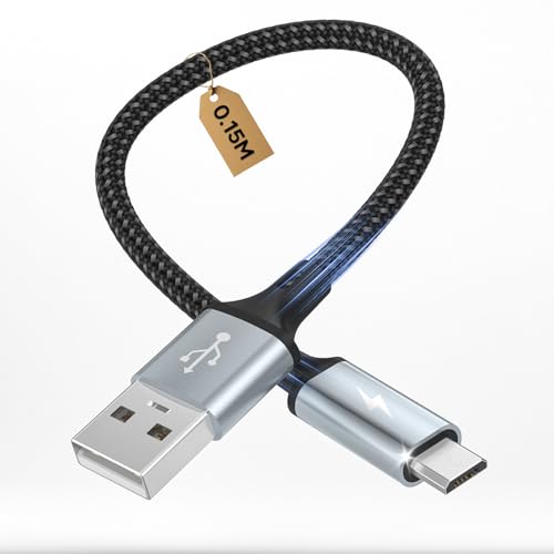 layajia Cable Micro USB, Cable de Carga Android USB A a Micro USB Carga Rápida Compatible con Galaxy S7/S6/S5, A10, Huawei Y9, Y7, Y6, Moto E6, Xperia Z5, Z3, Kindle Fire   0,15M