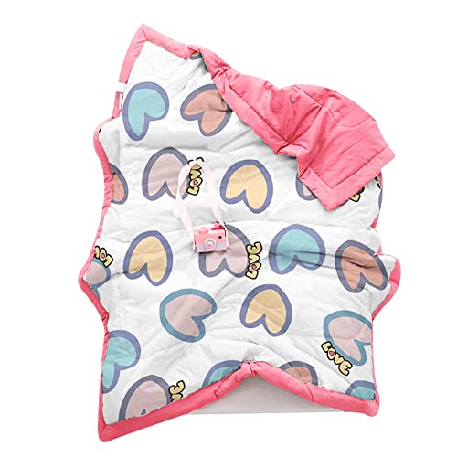 Chickwin Bambino Trapuntino Copriletto Singolo, Coperta Estivo Trapunta Trapuntato in Animale Frutta Stampa Reversibile Coperta Letto Leggera per Camera da Letto (Cuore Rosa,120x150cm)