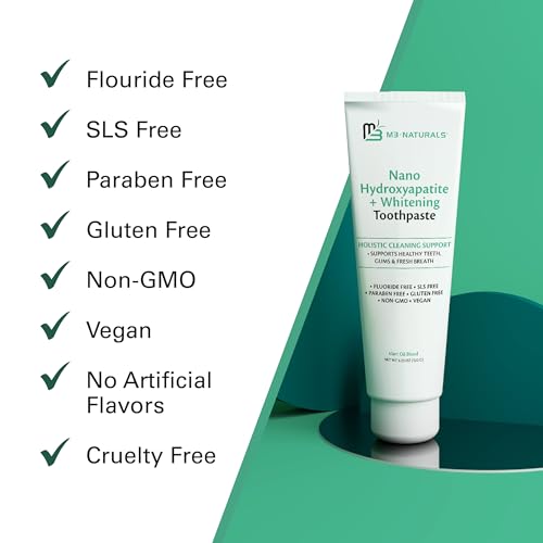Nano Hydroxyapatite Fluoride Free Whitening Toothpaste + Calcium, Non-GMO, Vegan, Paraben Free, 4.23 oz (120 g) 3 Pack by M3 Naturals