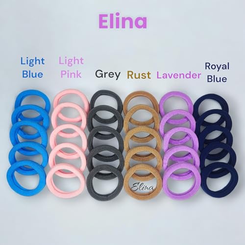 Image of Elina 60 Light Pastel Elastic Ponytail Holder Hair Rubber Multi Color Ties Head Bands Soft Cotton Thick Thin Hair Wear for School Girls, Kids, Women Accessories (Pack of 60)