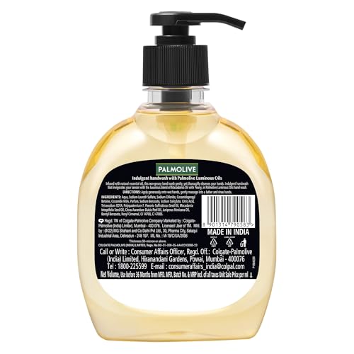 Palmolive Luminous Oils Invigorating Handwash Liquid, 250 ml Pump | Enriched with Macadamia Oil & Peony extract | Delicate floral fragrance | Oil-infused, nourishing care | Hand Wash