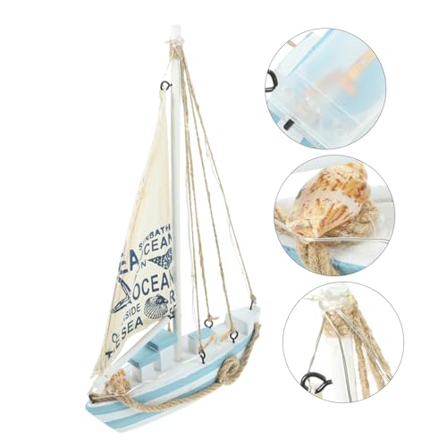 Barco de vela LED de madera ORFOFE como regalo náutico para el hogar 3