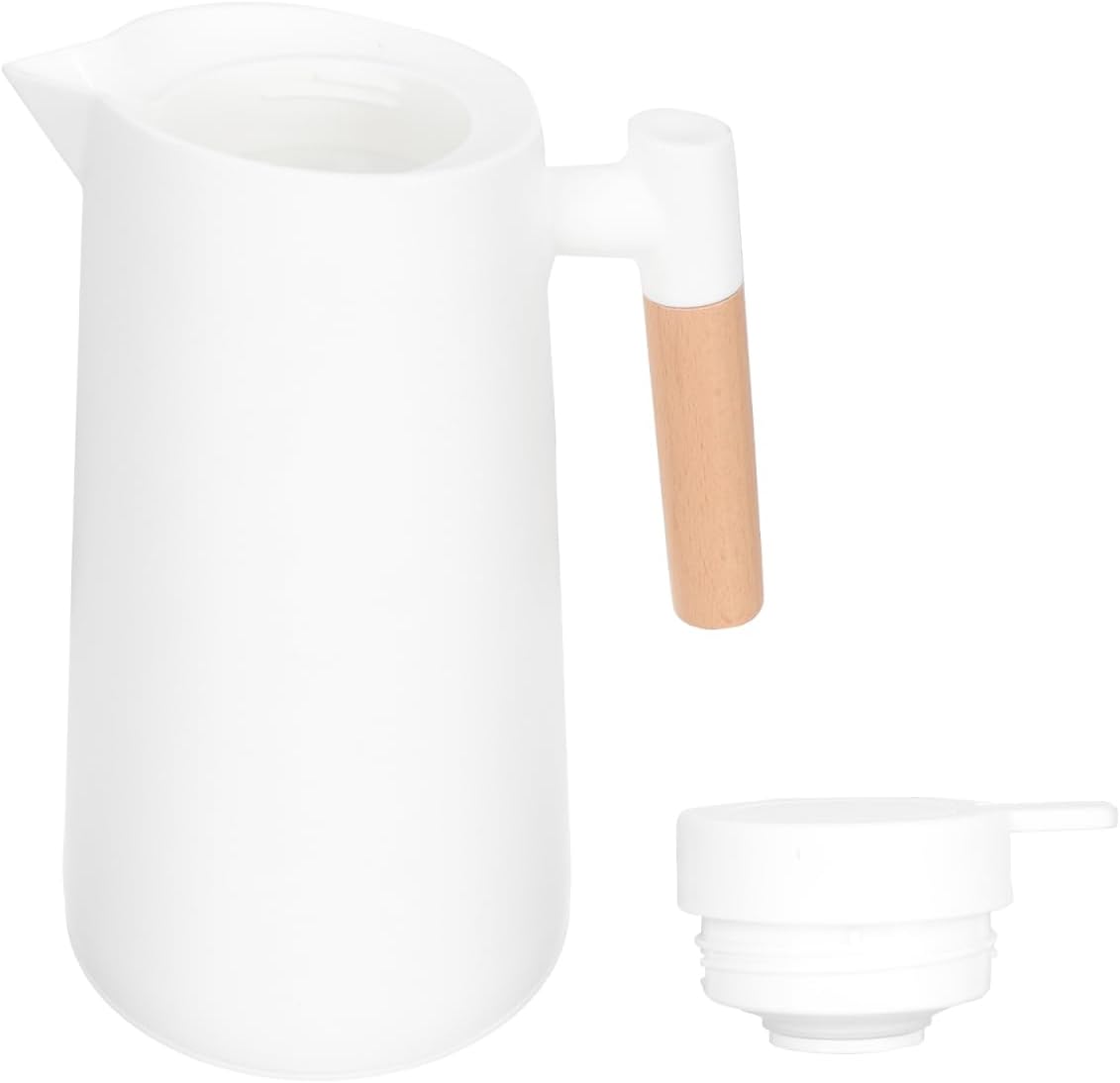 Cabilock Thermal Coffee Carafe Insulated Household Thermal Carafe Pot Insulated Kettle Insulated Portable Hot Water Bottle with Wooden Handle Glass Liner for Tea Coffee