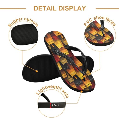 Flip Flop Sandals Yellow Cats Print for Women Men Beach Outdoor XS3