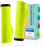 AARON FIT Fahrradgriffe mit Gel Dämpfung | Sportliche Lenkergriffe aus rutschfestem Gummi | Lock-On Lenkergriffe geeigent für E-Bike, Trekkingrad, Mountainbike, Crossbike, Fixie u.v.m. Gelb