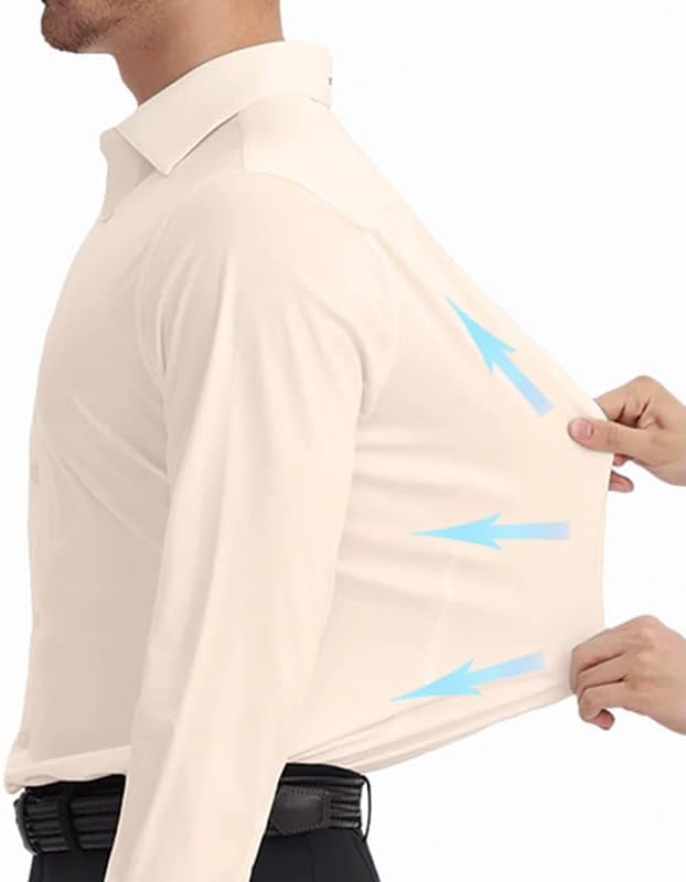 Dress Shirts for Men Stretch Slim Fit Long Sleeve Mens Dress Shirts Casual Business Muscle Fit Button Down Shirts - Image 2