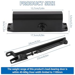 DAJAVE 2 chiudiporta automatico idraulico, chiudiporta automatico con funzione di blocco, chiusura a buffer chiuso, buffer chiuso per casa commerciale e privata, 40-65 kg