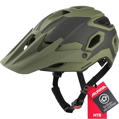 ALPINA ROOTAGE - Extrem Robuster, Carbonfaser-Verstärkter Enduro & Trail Fahrradhelm Mit Kühlenden Polstern Für Erwachsene, Olive matt, 57-62 cm