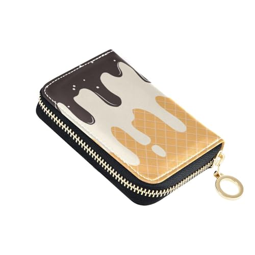 Portatarjetas de crédito RFID Oreo Caramel Ice Cream para mujer, funda de cuero con cremallera, cartera de acordeón para regalo de mujer