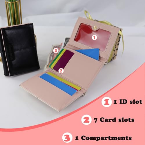 Womens Wallet Small, PU Leather Trifold Wallet Simple Compact Small Card Holder with ID Window Pocket Wallet for Ladies Traveling Shopping (Khaki)3