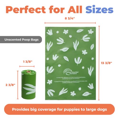 Image of Best Pet Supplies Poop Bags for Dogs, 50% Post-Consumer Recycled Content dog waste bags on rolls, fits all poop bag holders for leashes - 300 Count, Green, Unscented