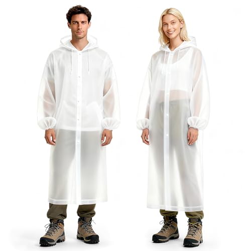 Aolegoo 2 Stück Regenponcho,Wiederverwendbarer, Tragbarer Unisex-Regencape...