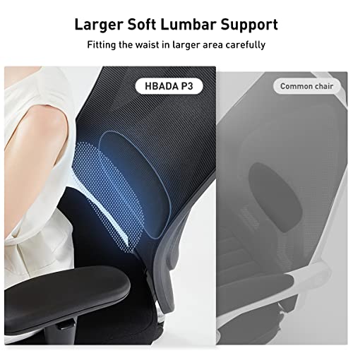 Hbada Ergonomic Office Chair With Adjustable Lumbar Support, Desk Chair With Adjustable Headrest, Swivel Computer Chair With Footrest And Pu Wheels, Backrest Tilt And Lock Any Angle Black #TOP6