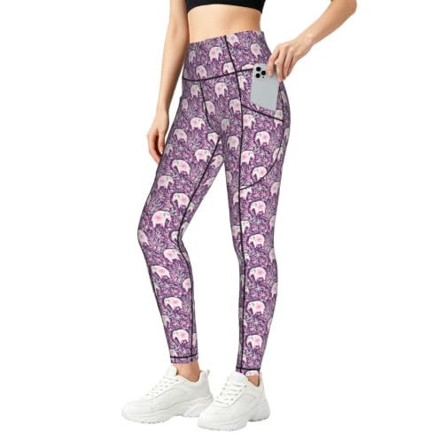 Pantalones de yoga estampados mallas deportivas opacas suaves con bolsillos laterales