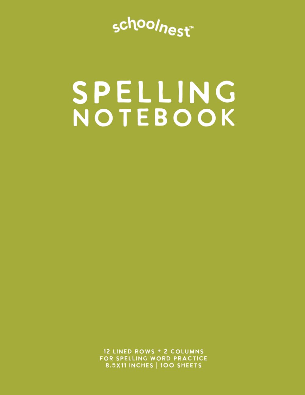 Spelling Notebook: Light Green Softcover Journal for Spelling Words