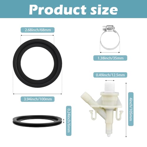 Image of Bibabala Rv Water Valve Replacement, Kit for Pedal-Flush Toilets for Dometic 300 310 320 Series